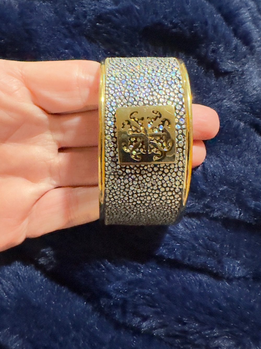 Rustic Cuff Gold-Tone Sparkle Cuff Bracelet in gold